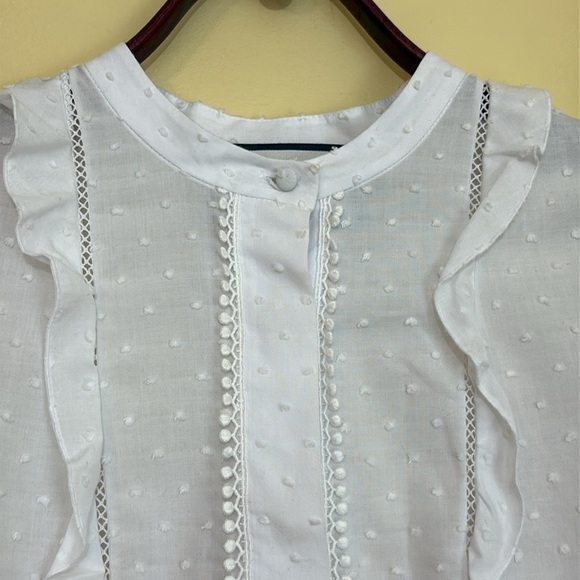 Alexis Dobby White Swiss Dot Ruffle Button Up Long Balloon Sleeve Blouse Top XS - Picture 11 of 17